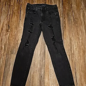 Womens Aeropostale Black Denim Distressed High Rise Jegging 4S